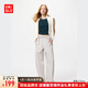 優(yōu)衣庫女裝休閑廓形長(cháng)褲/系腰帶彎刀鐮刀褲子481028 481028/02淺灰色 L /160/70A