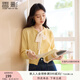 香影蝴蝶結(jié)系帶鵝黃色針織衫女2025秋季新款甜美正肩圓領(lǐng)長袖上衣 透明黃 M 160/84A/95-110斤