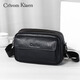 CrlvomKlaen斜挎包男士單肩包真皮小包頭層牛皮通勤簡(jiǎn)約背包CK137 黑色