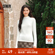 森馬（Semir）長(cháng)袖t恤女短款半高領(lǐng)薄絨輕暖打底衫2024冬新款純色修身抓絨內搭 奶白10534 M