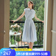 Olrain【時(shí)尚通勤套裝】條紋襯衫+半裙夏季女裝2025新款兩件套衣服 藍條紋 L
