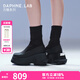 DAPHNE LAB【吳海媛萬(wàn)妮達(dá)同款】方糖厚底襪靴女 復(fù)古時(shí)尚切爾西短靴彈力靴經(jīng)典黑【博主同款】 9.5cm38