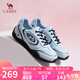 駱駝（CAMEL）【王俊凱同款】月牙2.0德訓(xùn)鞋女運(yùn)動休閑鞋 L25S577059C 藍(lán)色 37