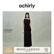 OCHIRLY 亞麻收褶小黑裙無袖連衣裙禮服女2025年夏季新款 黑色 L