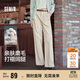 森馬（Semir）休閑褲女純棉打褶闊腿褲腰帶秋復古磨毛長(cháng)褲顯腿長(cháng)101524127005A