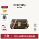 菲安妮（FION）經(jīng)典老花鎖扣小方包女包法棍包單肩斜挎包生日禮物 啡/駝