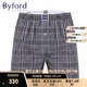 百富（BYFORD）港產(chǎn)進(jìn)口男士精梳棉阿羅褲格紋中腰平角短褲梭織褲衩商場(chǎng)款MW962 MW962灰色帶紐扣，一片包臀 1條 L