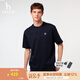 哈吉斯（HAZZYS）男女裝 夏季【PHIZ系列】情侶款復(fù)古繡花寬松圓領(lǐng)T恤 深藏青色DN -男 L （175/96A 48） （尺碼偏大）男