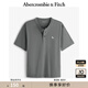ABERCROMBIE & FITCH男裝25夏新款經(jīng)典小麋鹿美式重磅寬松亨利領(lǐng)短袖T恤KI124-5188 灰色 M (180/100A)