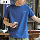安德瑪（UNDERARMOUR）T恤男裝 25夏季新款運(yùn)動(dòng)服跑步透氣寬松半袖冰絲圓領(lǐng)快干短袖男 藍(lán)色-Tech快干面料 XL 建議150-170斤