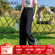 LAGOGO燈芯絨黑色百搭松緊休閑褲女拉谷谷春季新款高腰寬松褲子 黑色(W1) L
