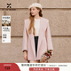 香影收腰雙面呢羊毛大衣女2025冬季新款中長(cháng)系帶斗篷粉色毛呢外套 淺粉 S