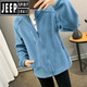 JEEP戶(hù)外抓絨衣女秋冬新款搖粒絨外套女寬松加厚保暖雙面抓絨開(kāi)衫外套 牛仔藍色 XL 【建議80-100斤】