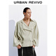 UR秋季新款女裝休閑翻領(lǐng)斜門(mén)襟抽繩超寬松外套UWH150096 淺卡其 (偏寬松) S (XS-S)