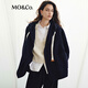 MO&Co.大衣2025秋新品美麗諾綿羊毛雙面呢連帽繭型高街風(fēng)MBE3OVCT02 深寶藍色 XS /155