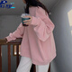 JAVC特大碼300斤oversize衛(wèi)衣女春秋韓版無帽薄款胖mm260外套寬松上衣 粉色 (薄款) L 建議 100-130斤