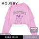 moussy 新品迪士尼合作款假兩件純棉衛衣女010HSQ90-0270 090粉紅色 均碼