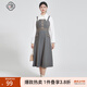 固執（OBSTINATE）【特價(jià)】復古連衣裙女裝秋冬新款收腰顯瘦日常通勤格子背帶裙 藍色 M