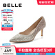 百麗（Belle）吉娜同款高跟鞋女商場(chǎng)款單鞋婚鞋BDAK3AQ5預售 浮光躍金-跟高6.5CM 37 (235mm)