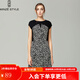 名師路品牌女裝夏裝歐美街頭波點(diǎn)印花豹紋a字裙短袖拼接連衣裙 4S52492黑色80 L