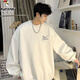 啄木鳥(niǎo)圓領(lǐng)長(cháng)袖T恤男春秋季潮流寬松休閑個(gè)性衛衣打底衫青少年運動(dòng)上衣 白色 常規 3XL