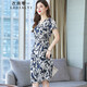 衣典零一（LEDIALYI）2023夏裝新款夏季女裝時尚氣質(zhì)真絲連衣裙女桑蠶絲碎花裙子夏天 白底藍花 L