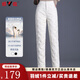 雅鹿羽絨褲女2025冬季新款外穿時(shí)尚休閑保暖松緊腰寬松直筒加厚長(cháng)褲 白色 L