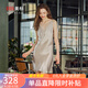 美標(biāo)送禮吊帶真絲睡裙女夏100%桑蠶絲綢性感睡衣涼感胸墊家居服連衣裙 白茶灰 M （160/84A）