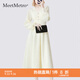 MeetMetro瑪依爾法式V領(lǐng)連衣裙女2025秋新款泡泡袖修身減齡A字裙 杏色【現(xiàn)貨閃電發(fā)】 M