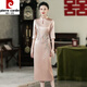 皮爾卡丹高端喜婆婆婚宴裝平時(shí)可穿春季新款禮服婚禮媽m媽高貴旗袍醋酸 香檳色 L 建議100-110斤)