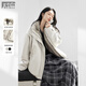 對白（DUIBAI）復古花苞廓形短外套女2025冬季新款高級感仿兔毛內里環(huán)保皮草 卡其米 M
