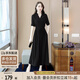 絲柏舍2025夏裝新款女裝v領(lǐng)腰間松緊復(fù)古雪紡簡約長款連衣裙
