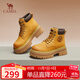 駱駝（CAMEL）大黃靴女時(shí)髦擦色粗跟戶(hù)外工裝馬丁靴 L24W076611 土黃(5孔) 35