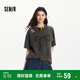 森馬（Semir）短袖T恤女中長款做舊oversize夏2025蝴蝶結(jié)破洞衣服109325100036