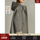 ELLE【100%綿羊毛】灰色格雷系連帽毛呢外套女2025冬新款呢子大衣 灰色 S