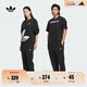 adidas情侶款經(jīng)典寬松舒適抓絨束腳運動(dòng)褲男女秋季阿迪達斯三葉草   黑色   S