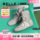 百麗（Belle）七夕禮物潮酷高幫休閑鞋女25秋新商場款薄底運(yùn)動休閑鞋E3M1DCD5 灰色 35 (225mm)