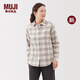 無印良品（MUJI） 女式法蘭絨襯衫領長袖襯衫女士襯衣內搭上衣純棉秋季新品女裝 米白色格紋 S （155/80A）