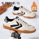 飛躍（Feiyue）男鞋板鞋男2025冬季新款皮面加絨加厚保暖棉鞋男 米灰黑 42