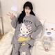 喻可眠睡衣女長(cháng)袖春秋季純棉薄款可愛(ài)hellokitty大學(xué)生加大碼家居服套裝 DMY9122 L 【100-120斤】
