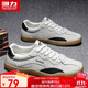回力（Warrior）男鞋皮面德訓鞋情侶男士休閑運動(dòng)鞋復古跑步鞋子男M499MJ灰色42