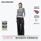 ANN ANDELMAN【明星同款】2025秋季新款雙領(lǐng)修身打底衫女長(zhǎng)袖T恤 灰白色 S