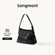 Songmont【李娜同款】山下有松循跡系列hobo包植鞣牛皮斜挎軟包 煙墨黑 小號 預售8天