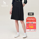 哈吉斯（HAZZYS）女裝 春秋季A字型素色舒適通勤半身裙ABQST0ADF07 藏青色NV S (155/68A 36)