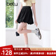 百圖betu女裝2025夏季新款半身裙百搭云朵裙氣質A字短裙裙子女2505T80 黑色 L