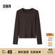 森馬（Semir）長(cháng)袖T恤女吸濕發(fā)熱抗菌緊身內搭2024圓領(lǐng)抓絨套頭衫109724101007