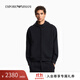 EMPORIO ARMANI/阿瑪尼官方旗艦新款男女情侶加絨運動(dòng)連帽拉鏈衛衣夾克外套秋冬 【合身版】海軍藍色 S (推薦：120-135斤)
