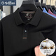 GOLDLION G+金利來(lái)高端純棉長(cháng)袖t恤男士翻領(lǐng)POLO衫秋季新款寬松休閑透氣t恤衫 黑色YZY-9203 4XL 58建議185-210斤