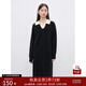 自巧小個(gè)子灰色polo針織連衣裙女秋冬2024新款韓系長(cháng)袖寬松毛衣裙 黑白拼 S (3碼)