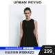UR2025秋季新款女裝蝴蝶結(jié)裝飾收腰無袖連衣裙UYU750061 正黑 M